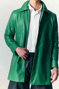 The Leather Coat in Green