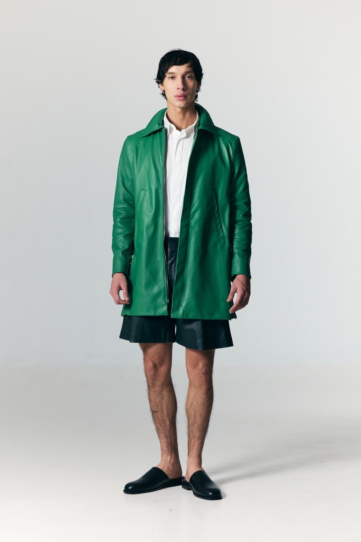 The Leather Coat in Green