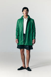 The Leather Coat in Green