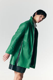The Leather Coat in Green