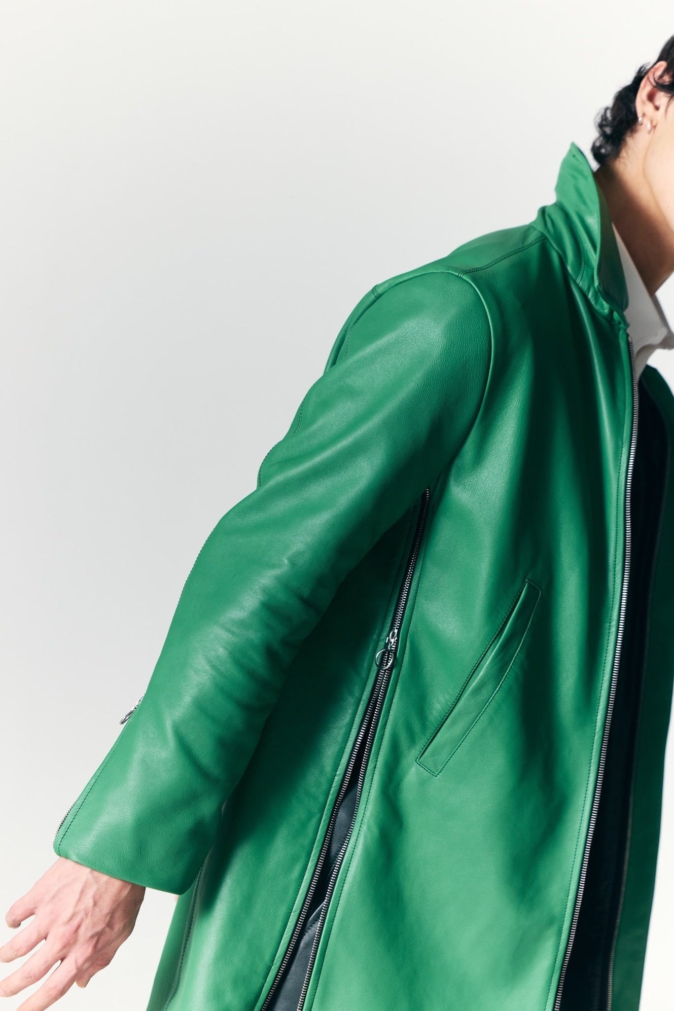 The Leather Coat in Green