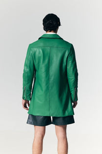 The Leather Coat in Green